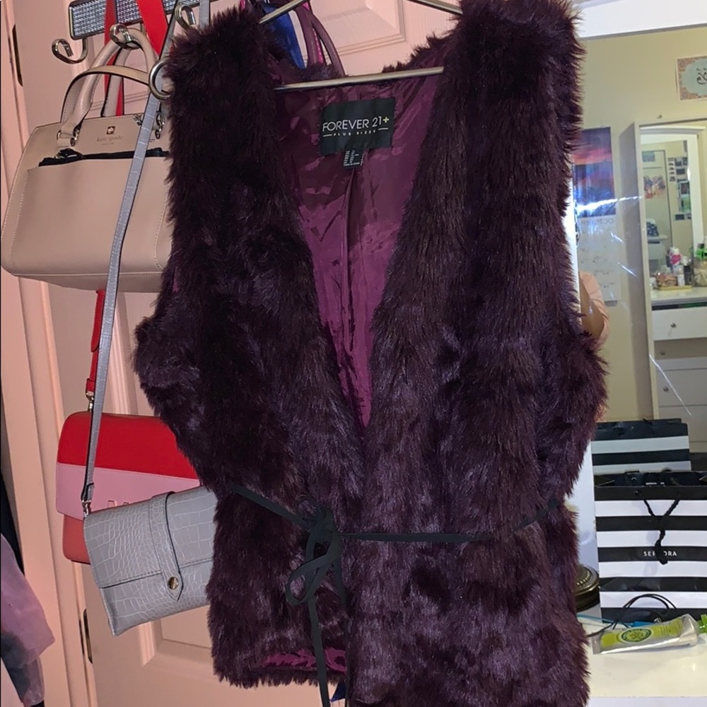 Beautiful plus size purple faux fur vest